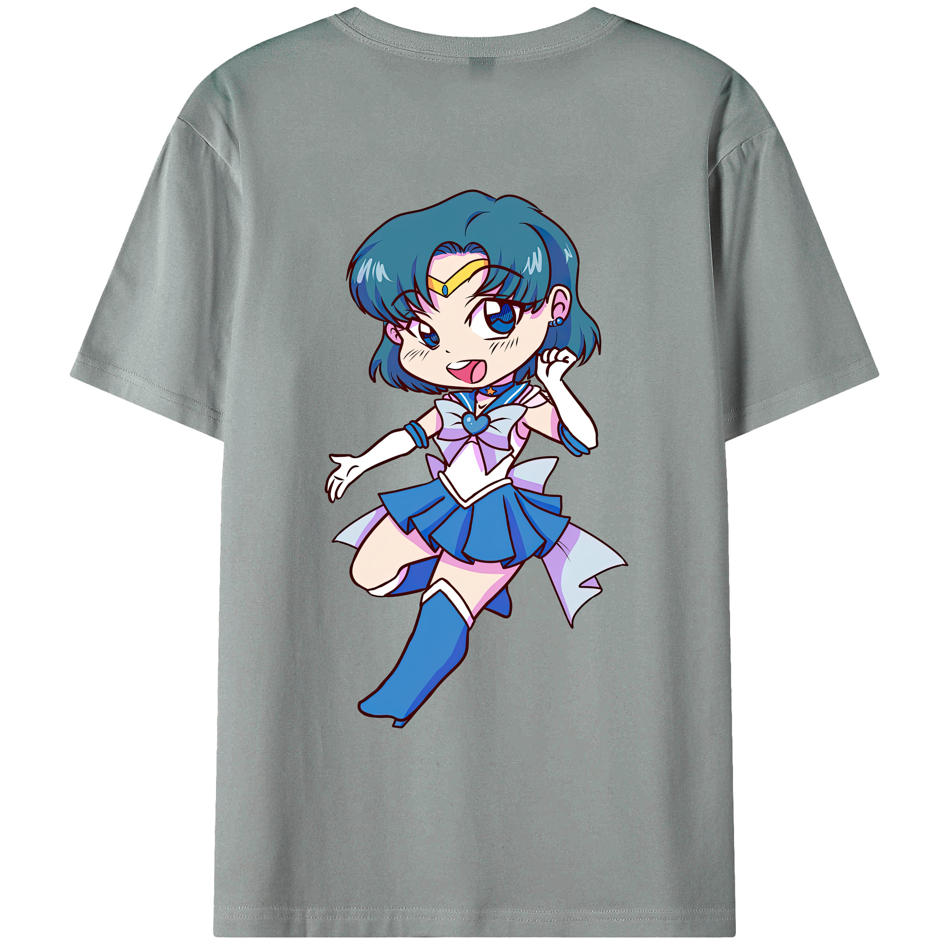 （画像用） 美少女戦士セーラームーン 水野 亜美 みずの あみ Sailor Moon Mizuno Ami 綿100％ メンズ半袖Tシャツ（バックプリント） 通気性